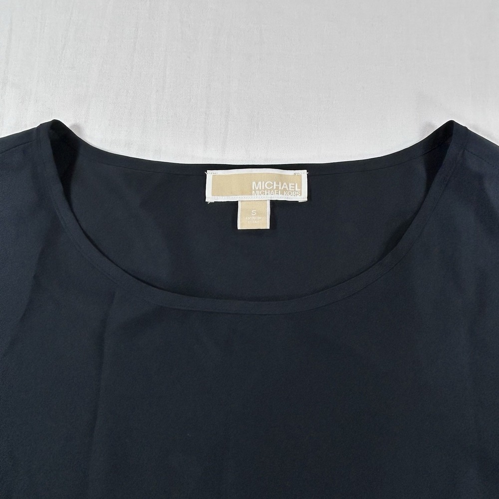 Michael Kors Top Shirt Womens S Black Tie Front Bottom Long Sleeves Classic - Picture 3 of 13